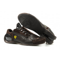 Мужские кроссовки Puma Scuderia Ferrari спортивные, кожано-коричневые
